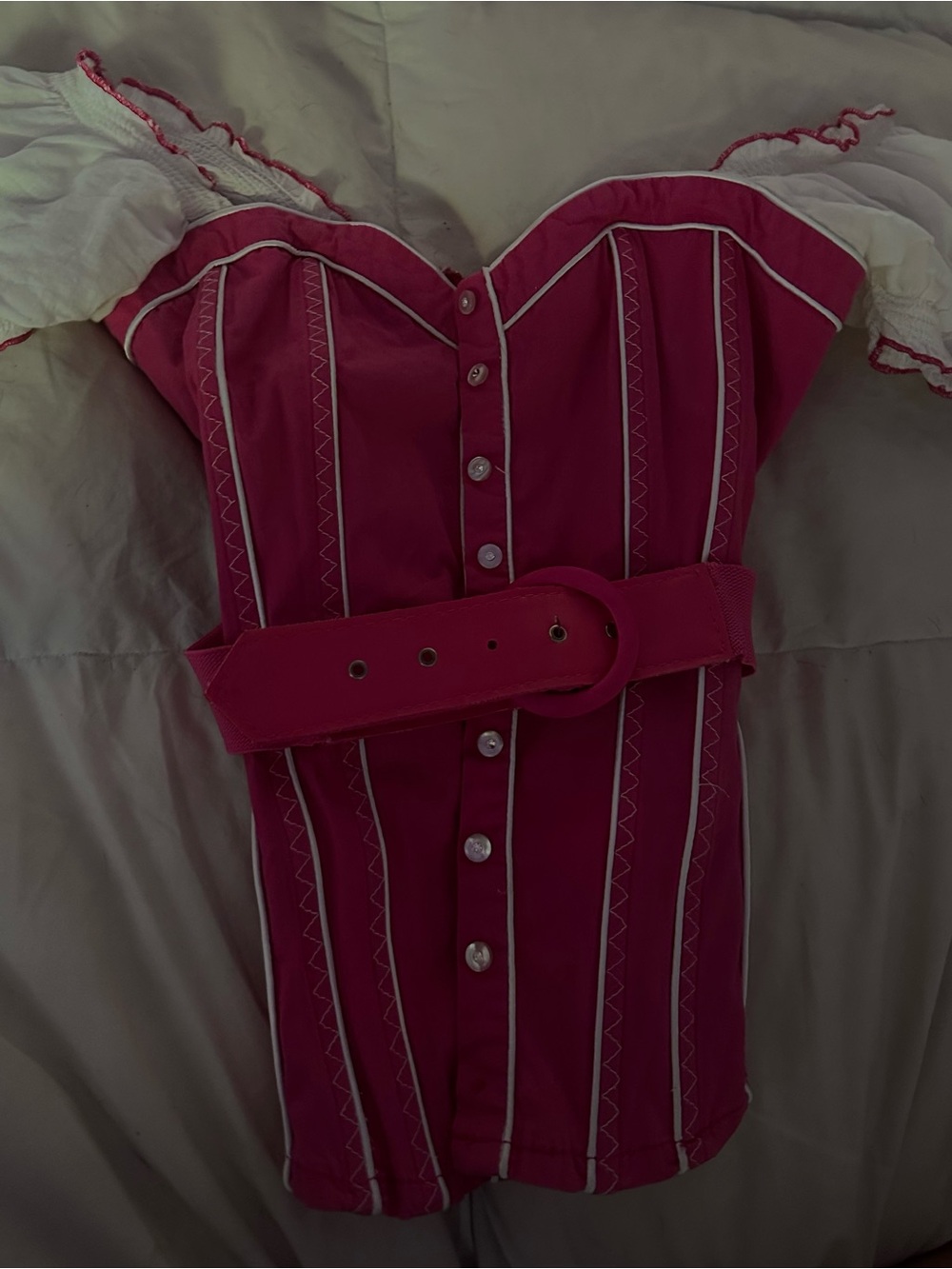 Pink Corset Top with Belt